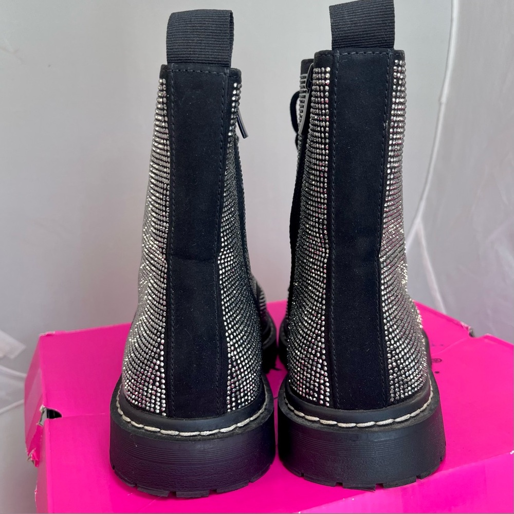IOB Betsey Johnson for Torrid Rhinestone Lace-Up Combat Boots-Sz 8 - Picture 6 of 12
